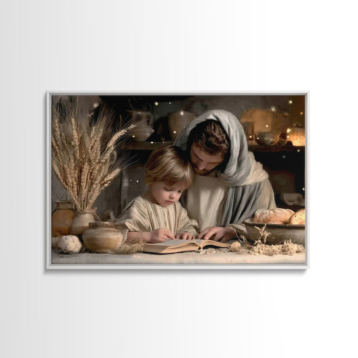 Humble Table Light | Framed Canvas Print | Christian Wall Art | Jesus Painting | Christian Art Canvas | Christian Gift | Vintage Christian
