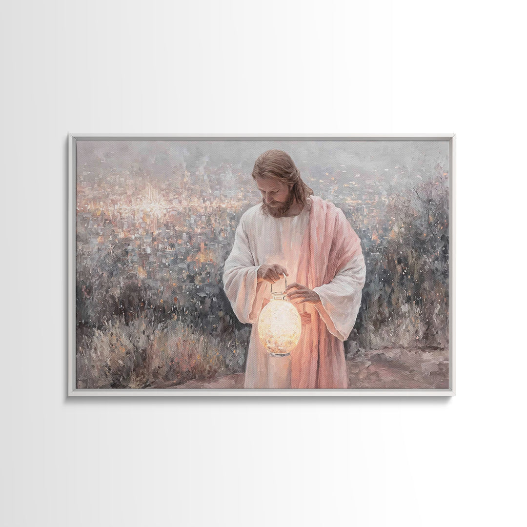 City Of Light – Framed Canvas Print – Jesus Painting – Christian Wall Art – Christian Art Canvas – Christian Christmas Art – Unique Christi
