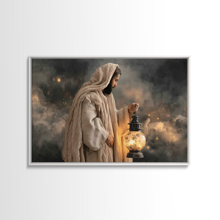 Sacred Night | Framed Canvas Print | Christian Wall Art | Christian Art Canvas | Jesus Painting | Christian Christmas Art | Vintage Christi