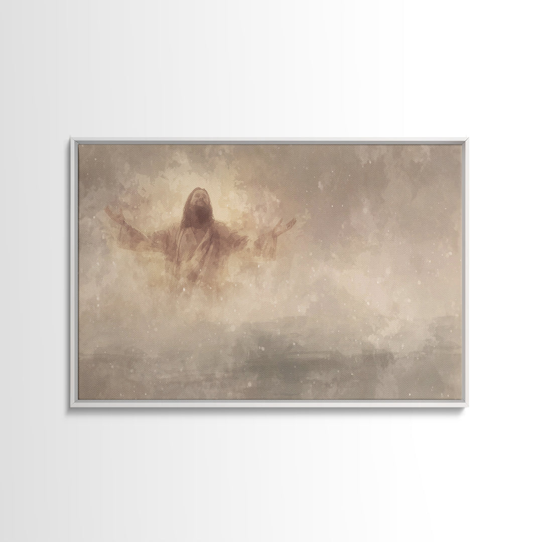 Heavenly Rise – Framed Canvas Print – Christian Art Canvas – Jesus Painting – Christian Wall Art – Christian Gift – Modern Christian Art