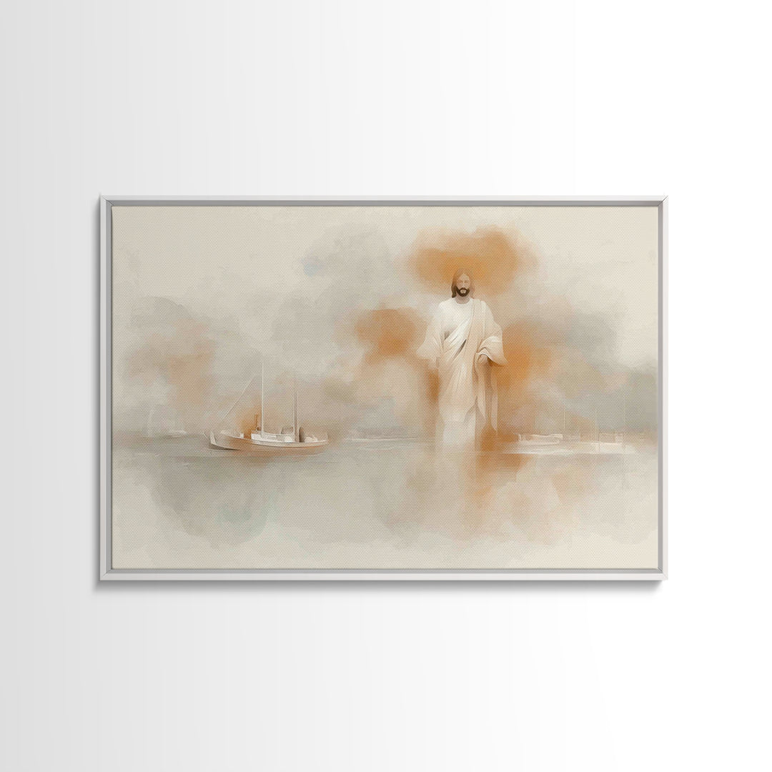 Calm Sea Promise, Framed Canvas Print, Christian Art Canvas, Jesus Painting, Christian Wall Art, Large Christian Art, Christian Gift Ideas