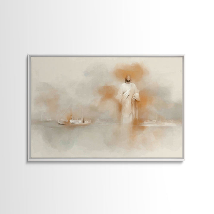 Calm Sea Promise, Framed Canvas Print, Christian Art Canvas, Jesus Painting, Christian Wall Art, Large Christian Art, Christian Gift Ideas