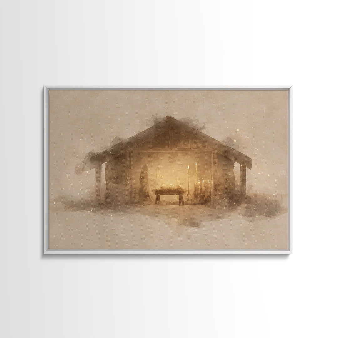 Stable Of Peace – Framed Canvas Print – Christian Wall Art – Christian Art Canvas – Christmas Art – Christian Christmas Decor – Christian A