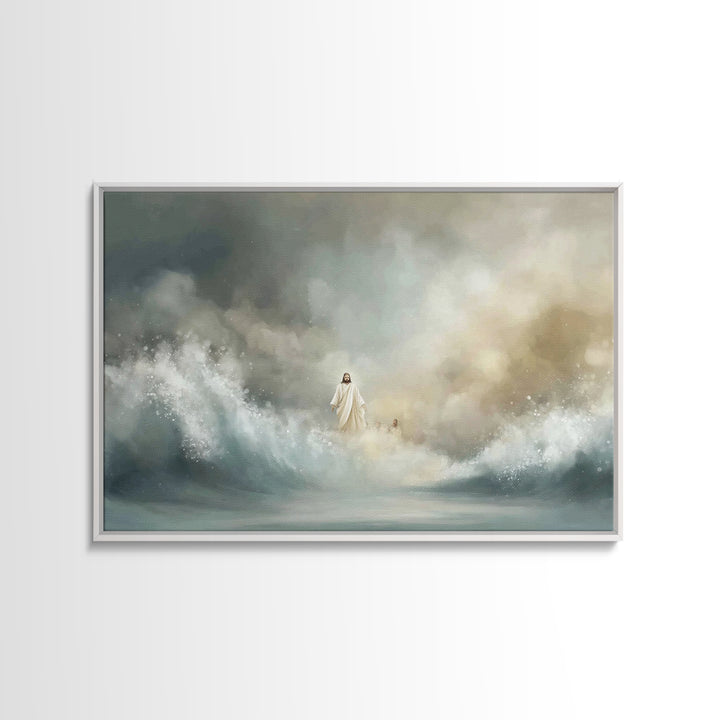 The Guiding Tide – Framed Canvas Print – Jesus Painting – Christian Wall Art – Christian Art Canvas – Christian Christmas Art – Modern Chri