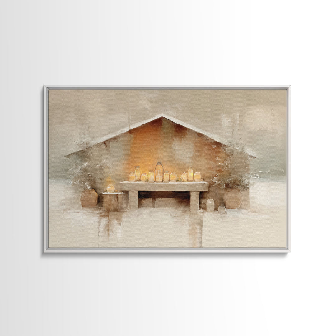 Humble Manger Stillness | Framed Canvas Print | Christian Wall Art | Christian Art Canvas | Christmas Art | Subtle Christian Art | Christia