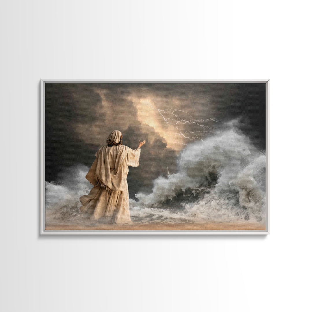 Thunderous Mercy | Framed Canvas Print | Christian Wall Art | Jesus Canvas Art | Christian Art Painting | Moody Christian Art | Christian D
