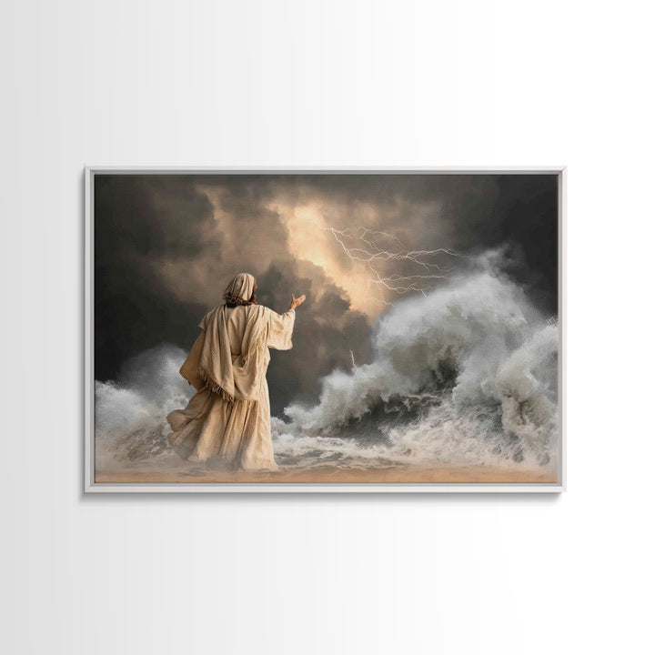 Thunderous Mercy | Framed Canvas Print | Christian Wall Art | Jesus Canvas Art | Christian Art Painting | Moody Christian Art | Christian D