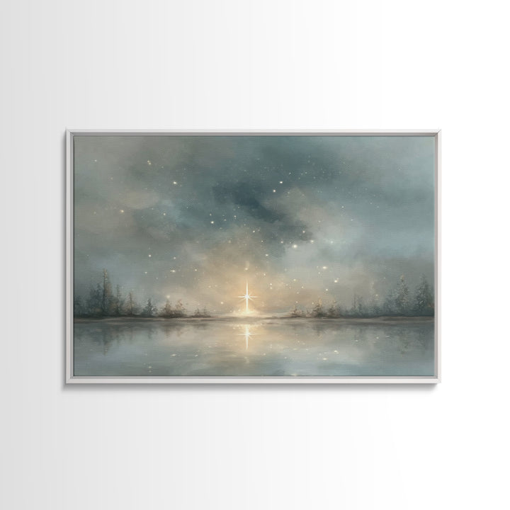 Silent Advent Star – Framed Canvas Print – Christian Wall Art – Christian Art Canvas – Christmas Art – Christian Christmas Art – Christian