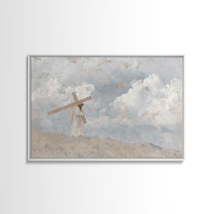 Calvary Sky – Framed Canvas Print – Christian Art Canvas – Christian Wall Art – Jesus Painting – Modern Christian Painting – Christian Gift