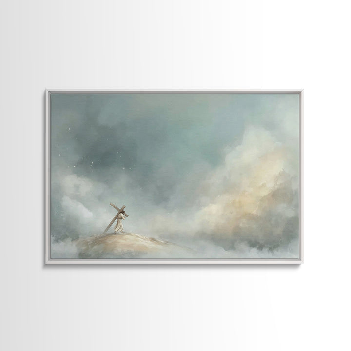 Hilltop Journey – Framed Canvas Print – Jesus Painting – Christian Art Canvas – Christian Wall Art – Subtle Christian Art – Christian Gift