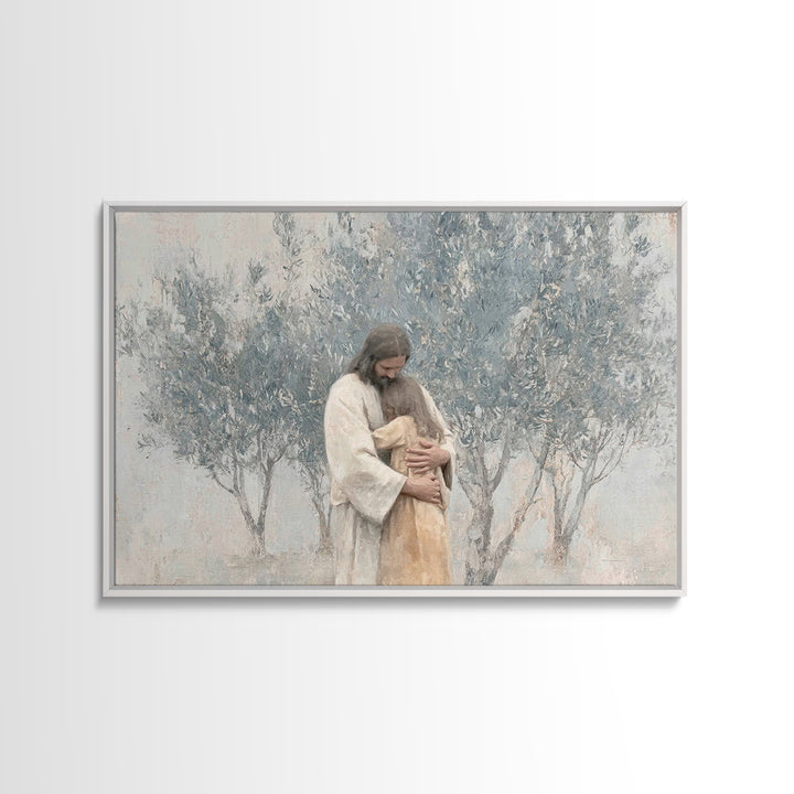 Olive Grove Peace – Framed Canvas Print – Christian Art Canvas – Jesus Painting – Christian Wall Art – Subtle Christian Paintings – Christi