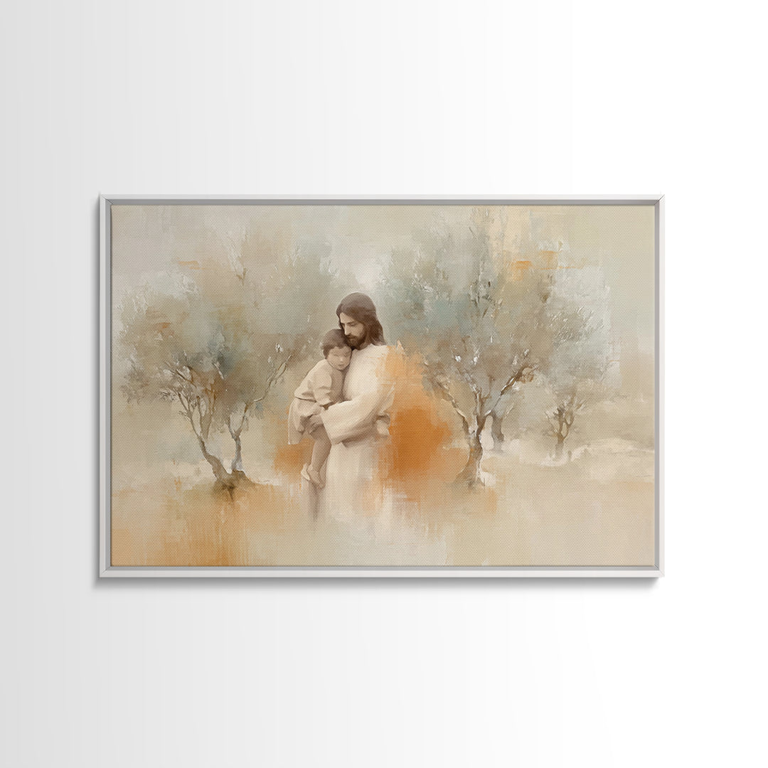 Sheltering Light – Framed Canvas Print – Christian Art Canvas – Jesus Painting – Christian Wall Art – Christian Gift Ideas – Large Christia