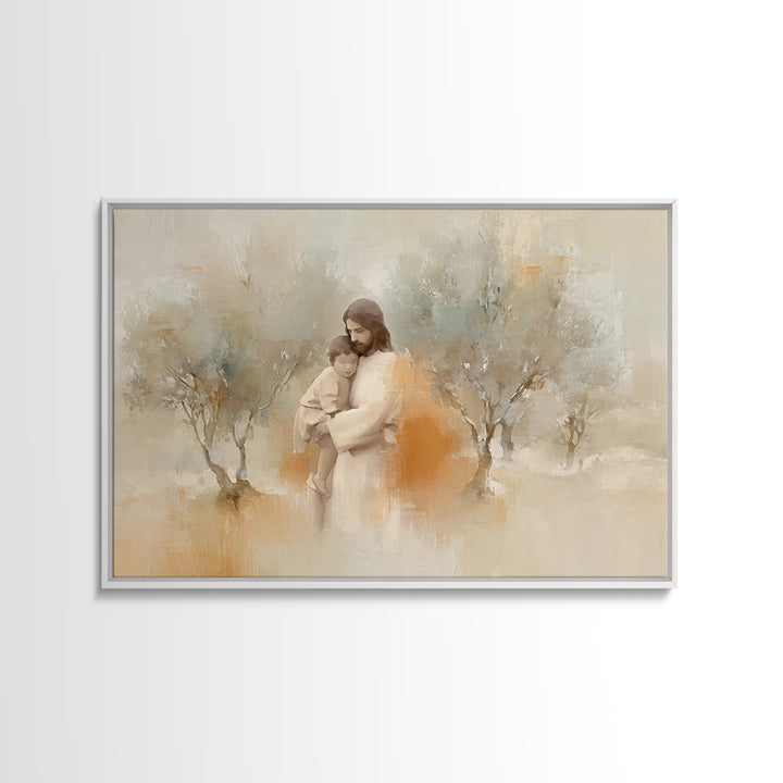 Sheltering Light – Framed Canvas Print – Christian Art Canvas – Jesus Painting – Christian Wall Art – Christian Gift Ideas – Large Christia