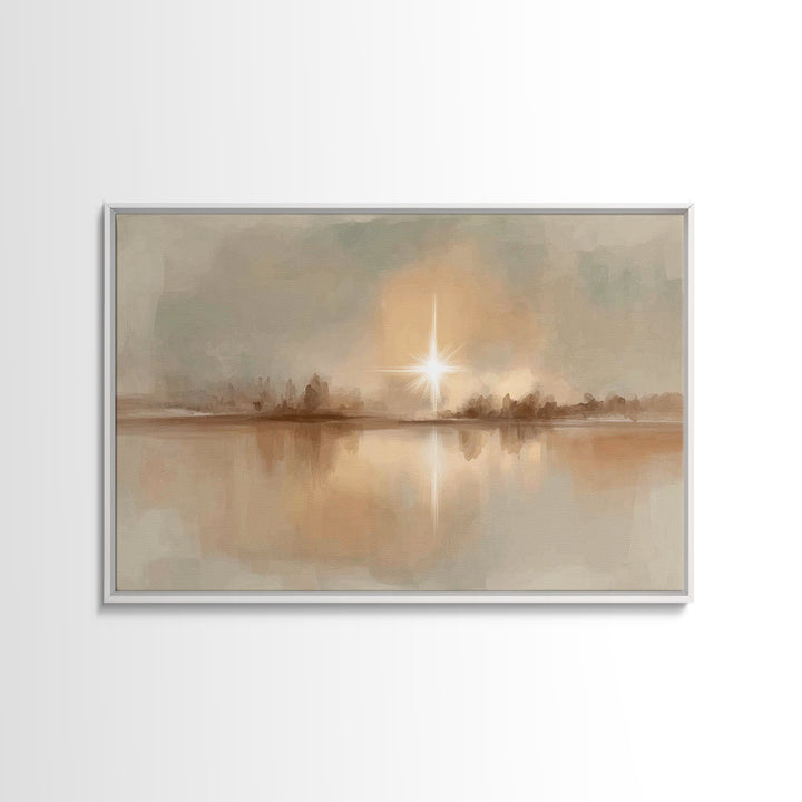Radiant Bethlehem Star, Framed Canvas Print, Christian Wall Art, Christian Art Canvas, Christmas Art, Modern Christian Art, Christian Chris