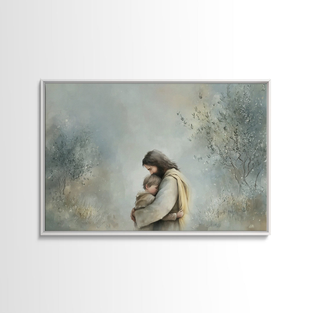 Sacred Holding – Framed Canvas Print – Christian Art Canvas – Jesus Painting – Christian Wall Art – Vintage Christian Art – Christian Home