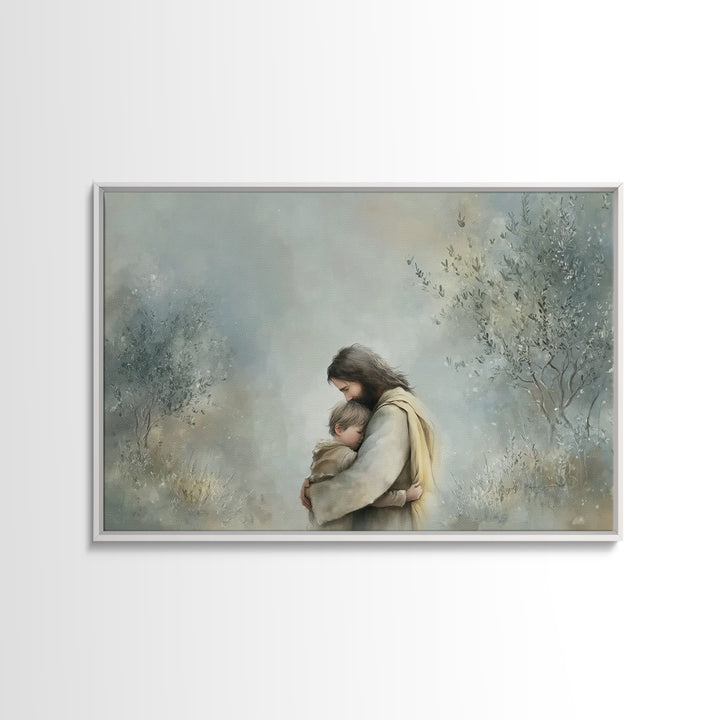 Sacred Holding – Framed Canvas Print – Christian Art Canvas – Jesus Painting – Christian Wall Art – Vintage Christian Art – Christian Home