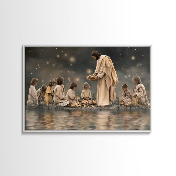 Bread Of Mercy – Framed Canvas Print – Jesus Painting – Christian Art Canvas – Christian Wall Art – Large Christian Art – Modern Christian