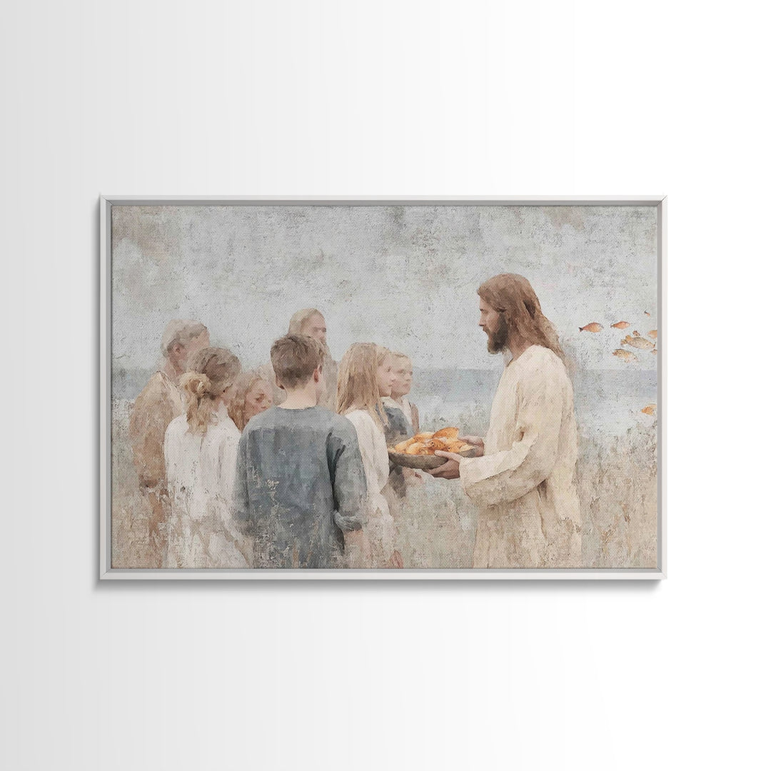 Gathered Blessing – Framed Canvas Print – Christian Art Canvas – Christian Wall Art – Jesus Painting – Christian Art Print – Christian Deco