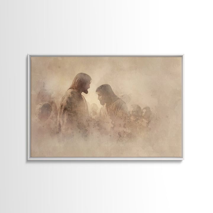 Quiet Grace Dawn, Framed Canvas Print, Christian Wall Art, Christian Art Canvas, Jesus Painting, Christian Christmas Art, Christian Decor