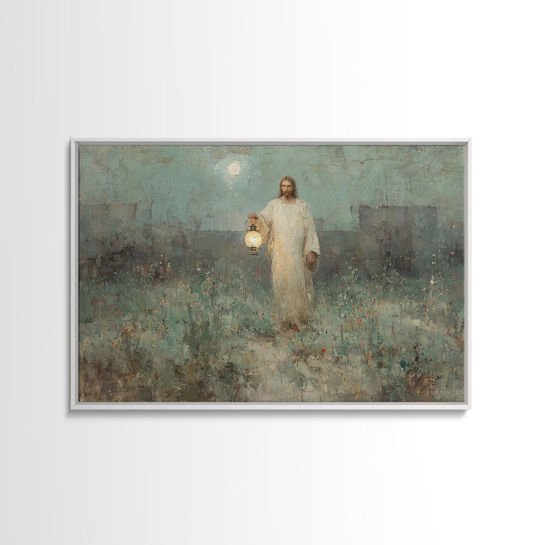 Gentle Shepherd Light, Framed Canvas Print, Jesus Canvas Art, Christian Wall Art, Christian Art Canvas, Christian Gift Ideas, Christian Dec