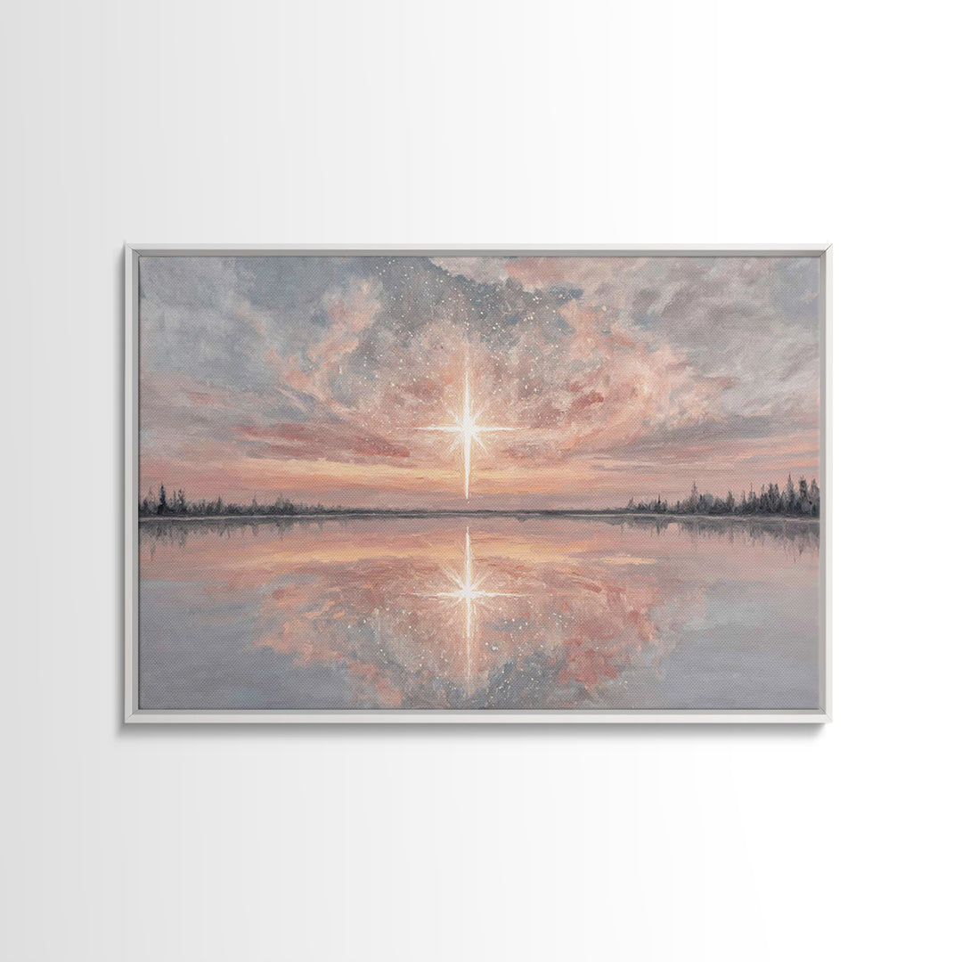 Heavenly Dawn Star | Framed Canvas Print | Christian Art Canvas | Christian Christmas Decor | Christian Painting | Christmas Wall Art | Vin