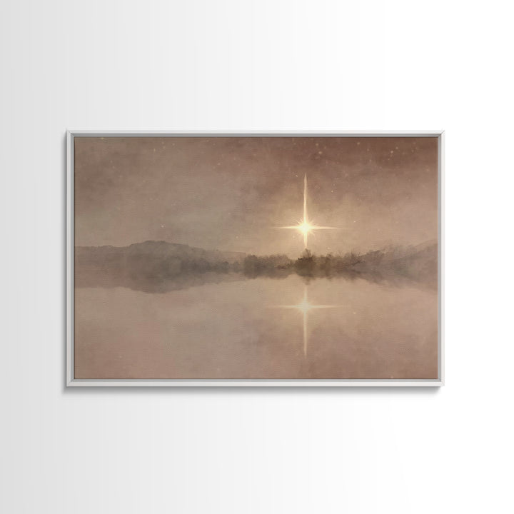 Silent Bethlehem Light, Framed Canvas Print, Christian Wall Art, Christmas Art Prints, Christian Art Canvas, Moody Christmas Art, Christian