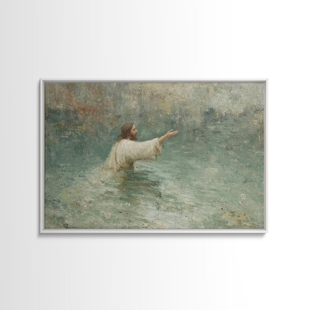 Waters Of Grace – Framed Canvas Print – Christian Art Work – Jesus Painting Canvas – Christian Wall Art – Modern Christian Art – Christian