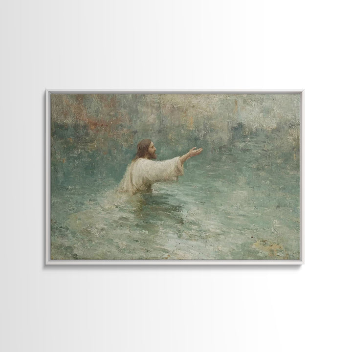 Waters Of Grace – Framed Canvas Print – Christian Art Work – Jesus Painting Canvas – Christian Wall Art – Modern Christian Art – Christian
