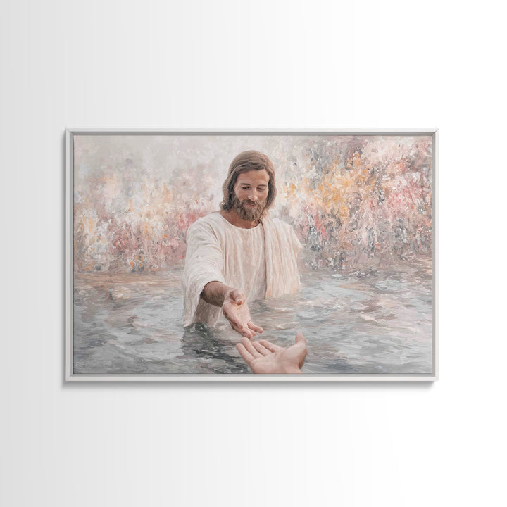 The Saving Hand – Framed Canvas Print – Christian Wall Art – Jesus Painting – Christian Art Canvas – Christian Decor – Christian Gift Ideas