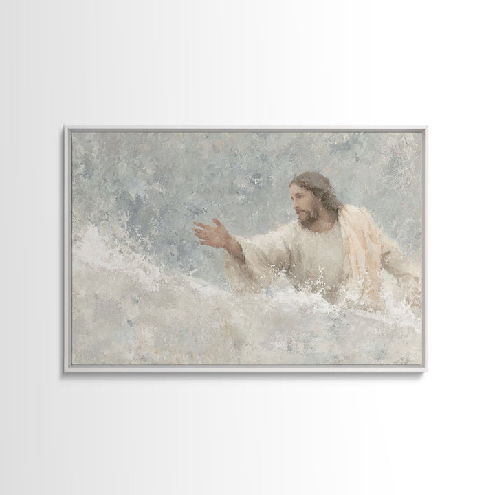 Waves Of Hope, Framed Canvas Print, Jesus Painting, Christian Wall Art, Christian Art Canvas, Large Christian Art, Christian Gift Ideas