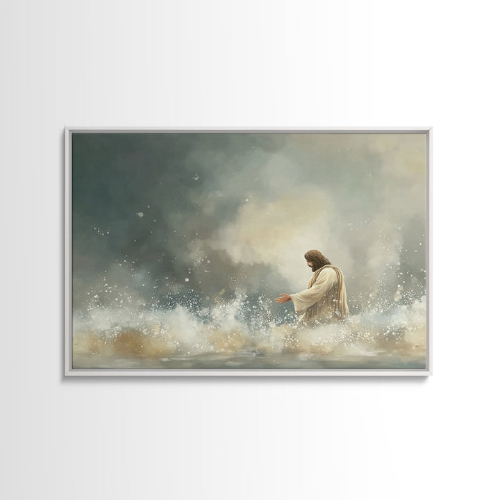 Calm In The Storm | Framed Canvas Print | Christian Art Canvas | Jesus Painting | Modern Christian Art | Christian Wall Art | Christian Dec