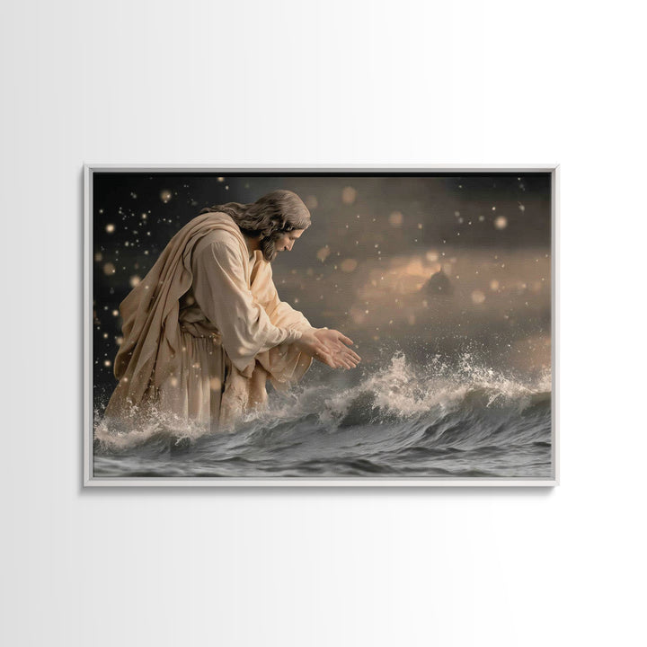 Night Of Peace, Framed Canvas Print, Christian Art Canvas, Jesus Painting, Christian Wall Art, Moody Christian Art, Christian Gift Ideas