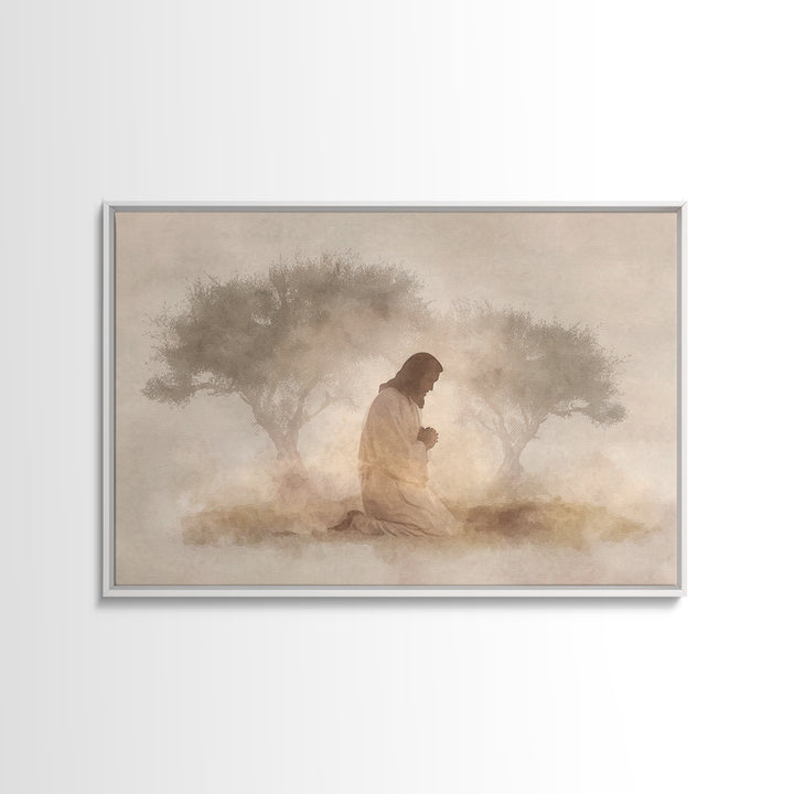Quiet Supplication, Framed Canvas Print, Christian Art Canvas, Jesus Painting, Christian Wall Art, Subtle Christian Art, Christian Gift Ide