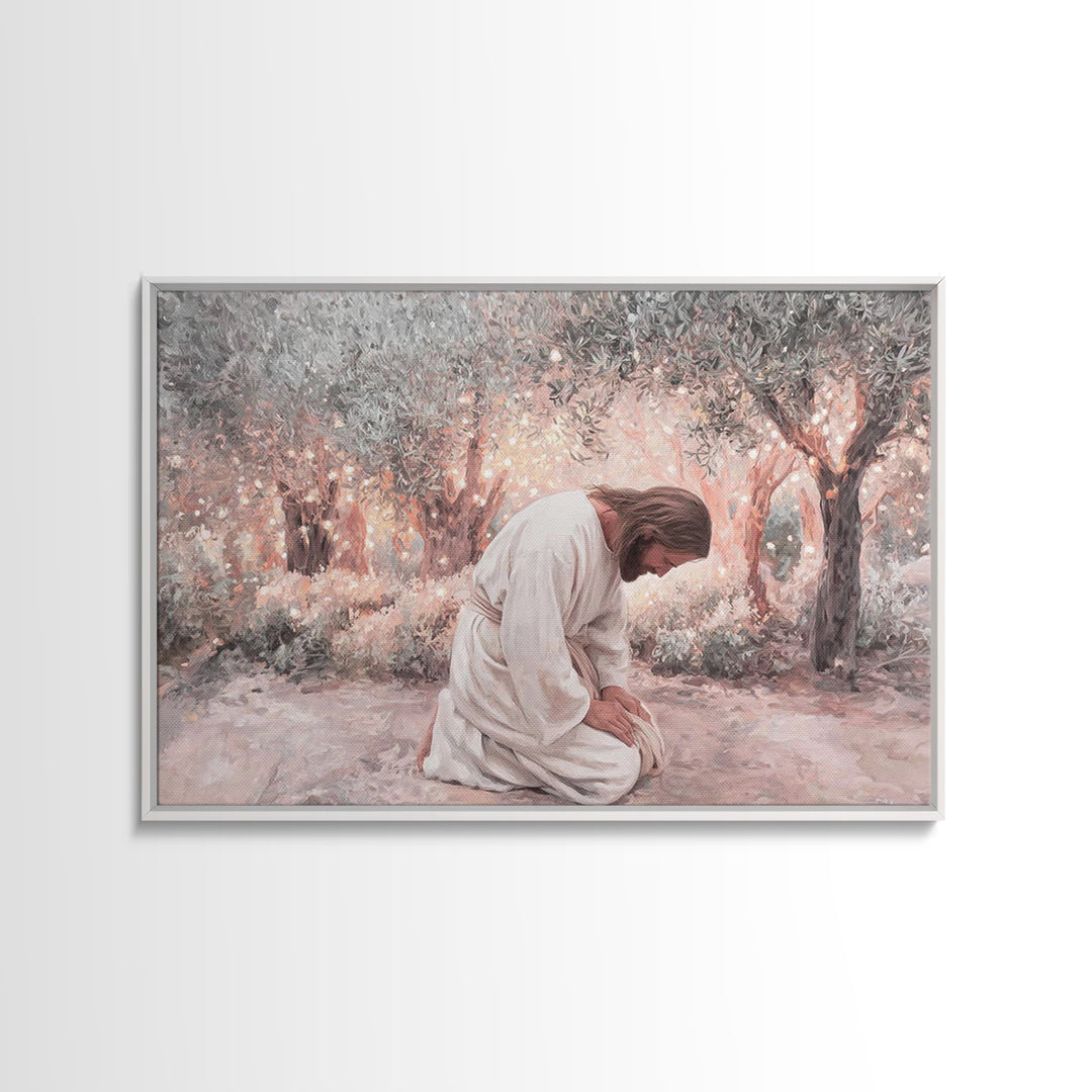 Light In Gethsemane – Framed Canvas Print – Christian Art Canvas – Jesus Painting – Christian Wall Art – Large Christian Art – Christian De