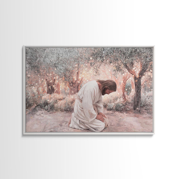 Light In Gethsemane – Framed Canvas Print – Christian Art Canvas – Jesus Painting – Christian Wall Art – Large Christian Art – Christian De