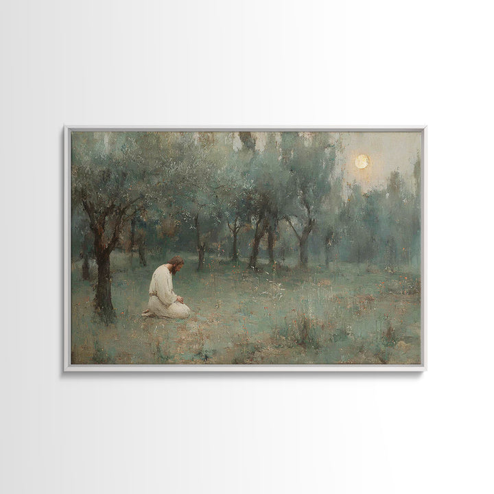 Garden Of Prayer - Framed Canvas Print - Christian Wall Art - Jesus Painting - Christian Art Canvas - Vintage Christian Art