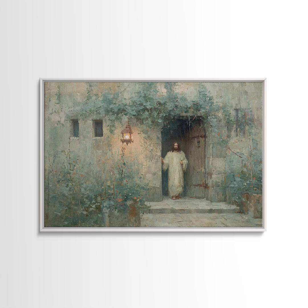 Light Of Welcome - Framed Canvas Print - Christian Wall Art - Modern Christian Art - Jesus Painting - Christian Art Canvas