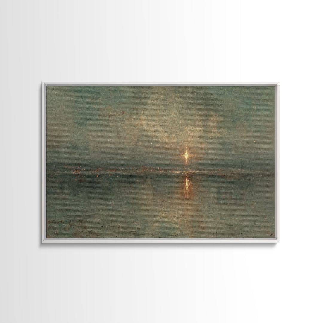 Twilight Promise Star | Framed Canvas Print | Christian Wall Art | Christian Art Work | Christmas Art Framed | Jesus Christmas Art | Christ