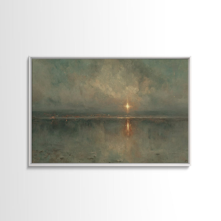 Twilight Promise Star | Framed Canvas Print | Christian Wall Art | Christian Art Work | Christmas Art Framed | Jesus Christmas Art | Christ
