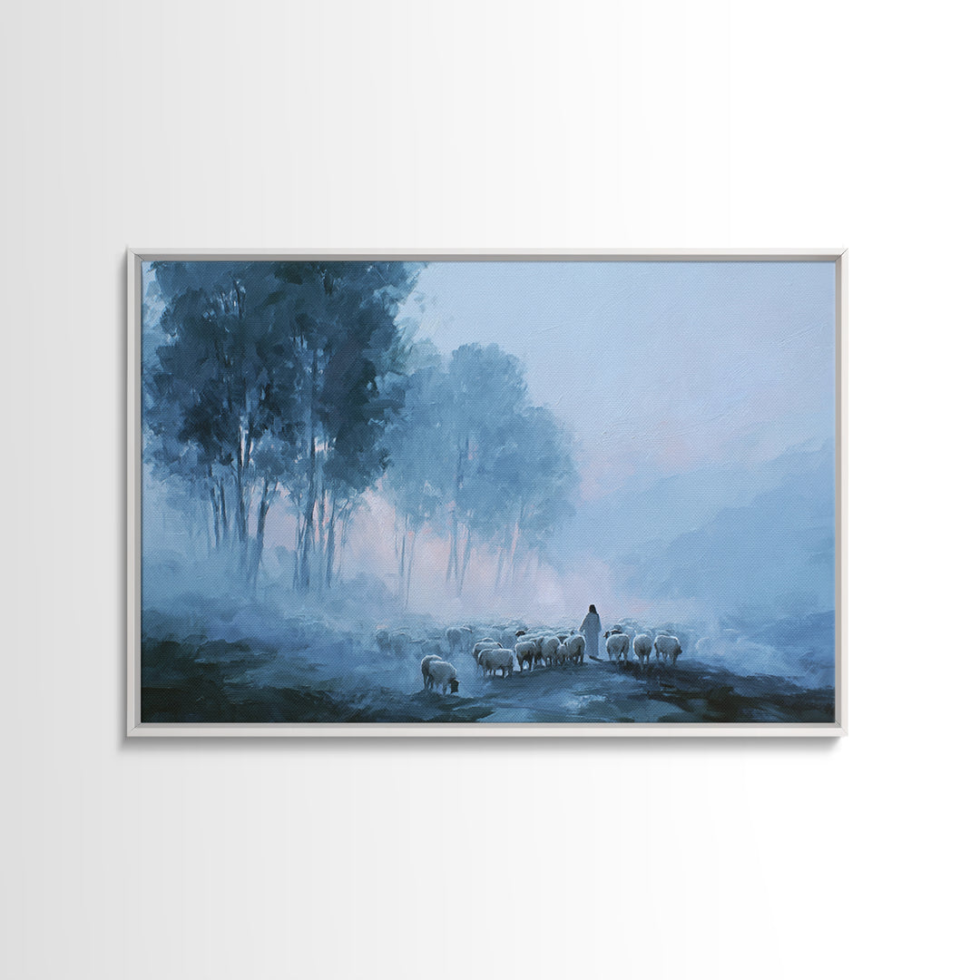 Misty Guidance – Framed Canvas Print – Christian Wall Art – Modern Christian Art – Jesus Painting – Christian Art Canvas