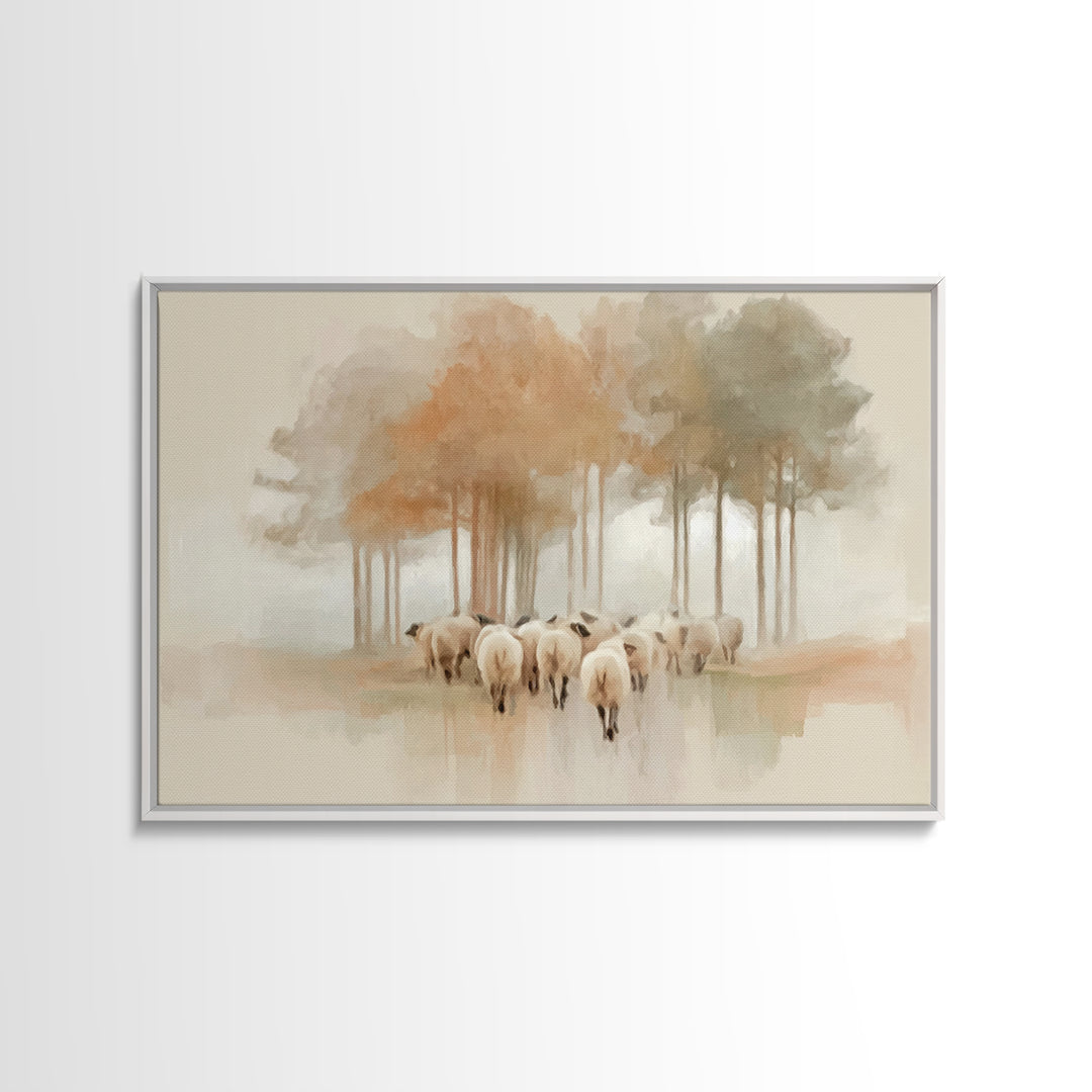 Autumn Flock – Framed Canvas Print – Christian Art Canvas – Christian Art Print – Christian Wall Art – Vintage Christian Art