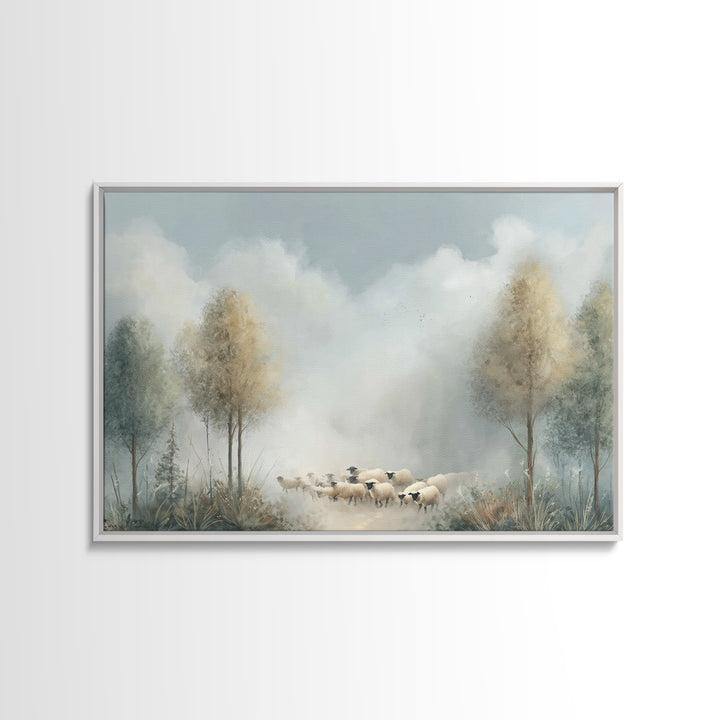 Pasture Stillness – Framed Canvas Print – Christian Wall Art – Christian Art Canvas – Minimalist Christian Art – Christian Painting