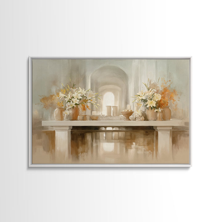 Sanctuary Of Lilies – Framed Canvas Print – Christian Decor For Home – Christian Art Prints – Christian Art Canvas – Christian Art Gift – S