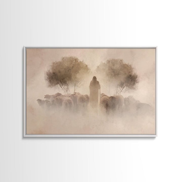 Guiding Presence – Framed Canvas Print – Christian Art Canvas – Jesus Painting – Christian Wall Art – Subtle Christian Paintings