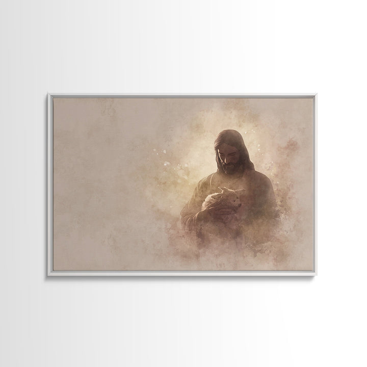 Sacred Night Embrace, Framed Canvas Print, Christian Wall Art, Christian Art Canvas, Jesus Painting, Christmas Art, Christian Christmas Dec
