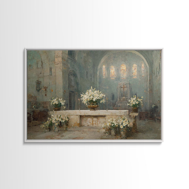 Cathedral White Lilies | Framed Canvas Print | Christian Wall Art | Christian Painting | Framed Christian Art | Christian Art Canvas | Chri