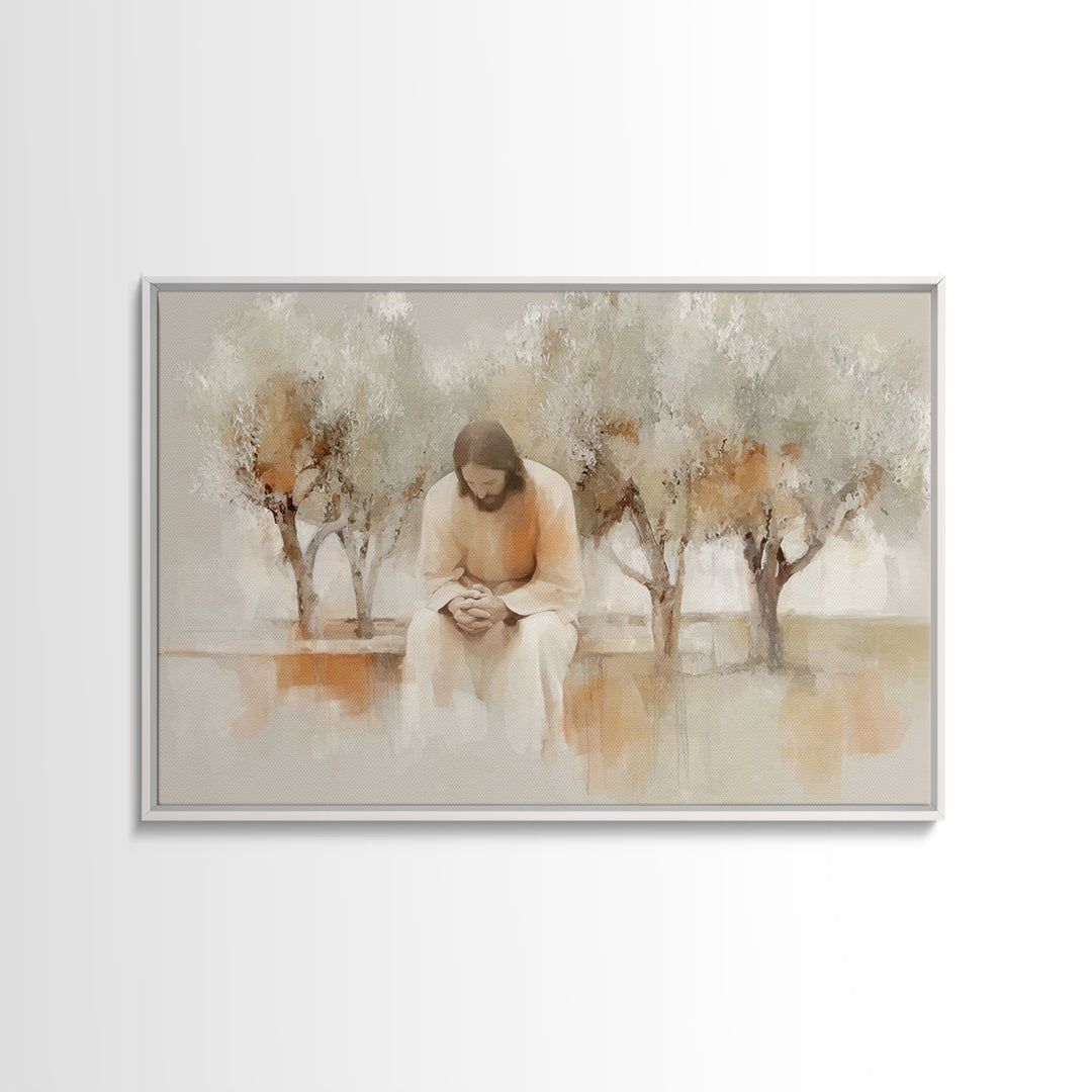 Quiet Garden Prayer – Framed Canvas Print – Christian Wall Art – Christian Art Canvas – Jesus Painting – Christian Art – Christmas Art – Ch