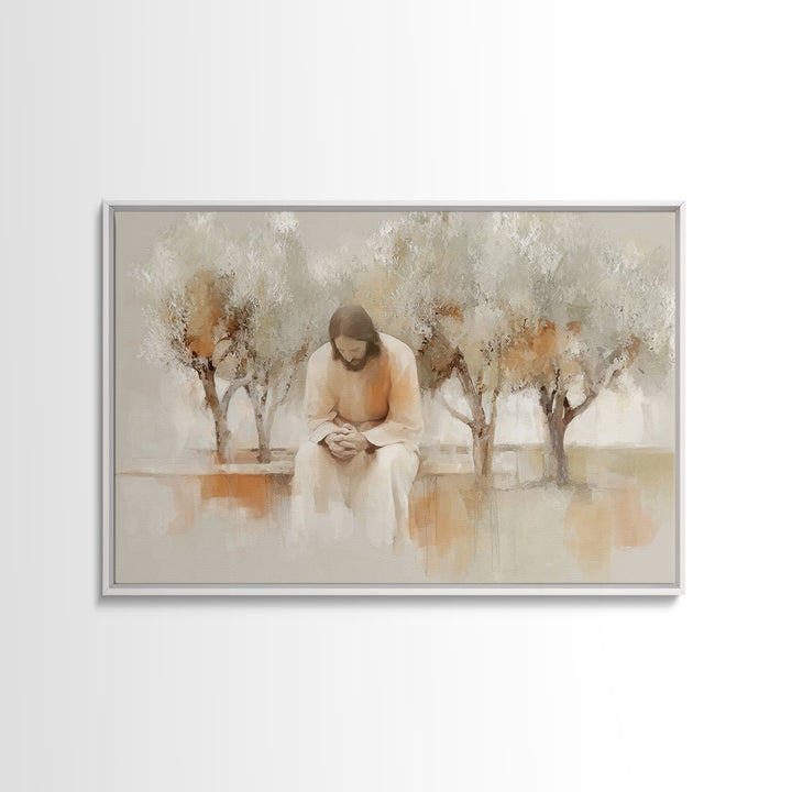 Quiet Garden Prayer – Framed Canvas Print – Christian Wall Art – Christian Art Canvas – Jesus Painting – Christian Art – Christmas Art – Ch