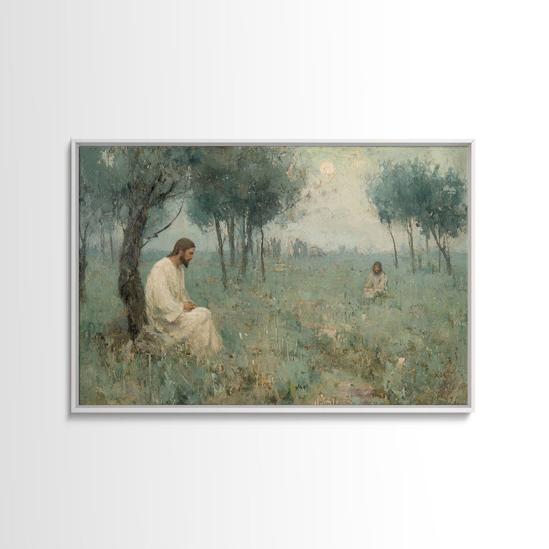 Gethsemane Dawn Peace – Framed Canvas Print – Christian Art – Jesus Painting – Christian Art Canvas – Vintage Christian Art – Christian Wal