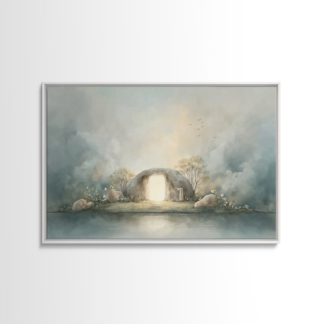 Light Of Resurrection | Framed Canvas Print | Christian Art Canvas | Easter Art | Christian Wall Art | Christian Decor | Jesus Painting | C